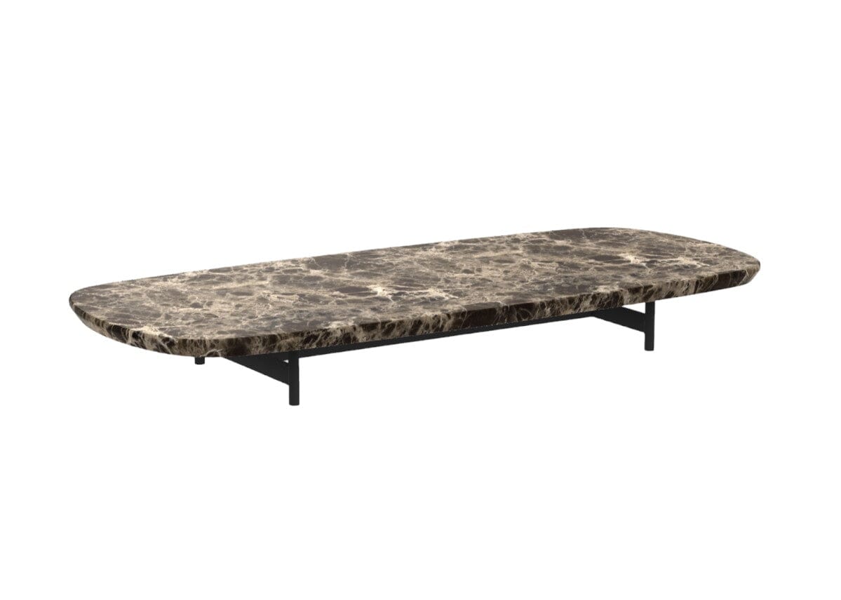Ethimo Calipso Table Basse Rectangulaire 80x35cm H:7cm Dark Grey Ceramic Stone Emperador Extra Brown