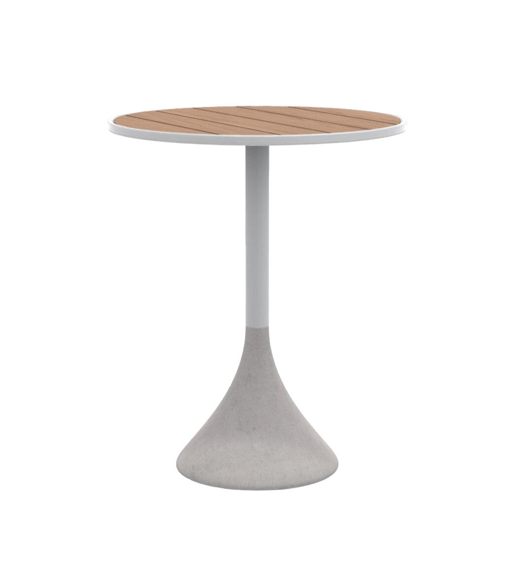 Ethimo Concreto Table Ø60cm H:74cm Warm white Natural Teak