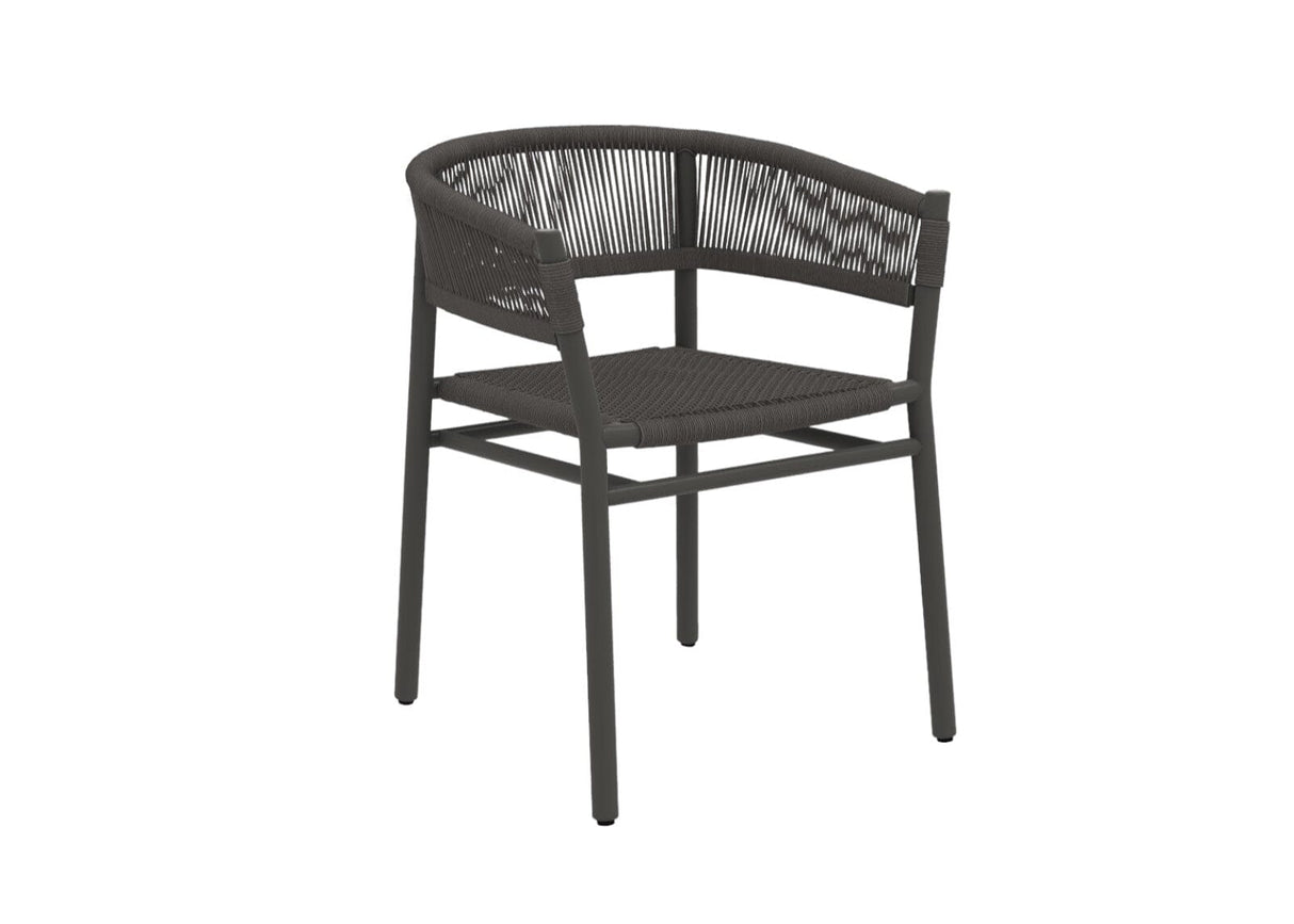 Ethimo Kilt Fauteuil repas Aluminium Warmgrey + Round Rope Dark Grey