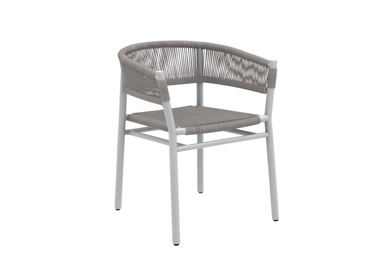 Ethimo Kilt Fauteuil repas Aluminium Warmwhite + Round Rope Light Grey