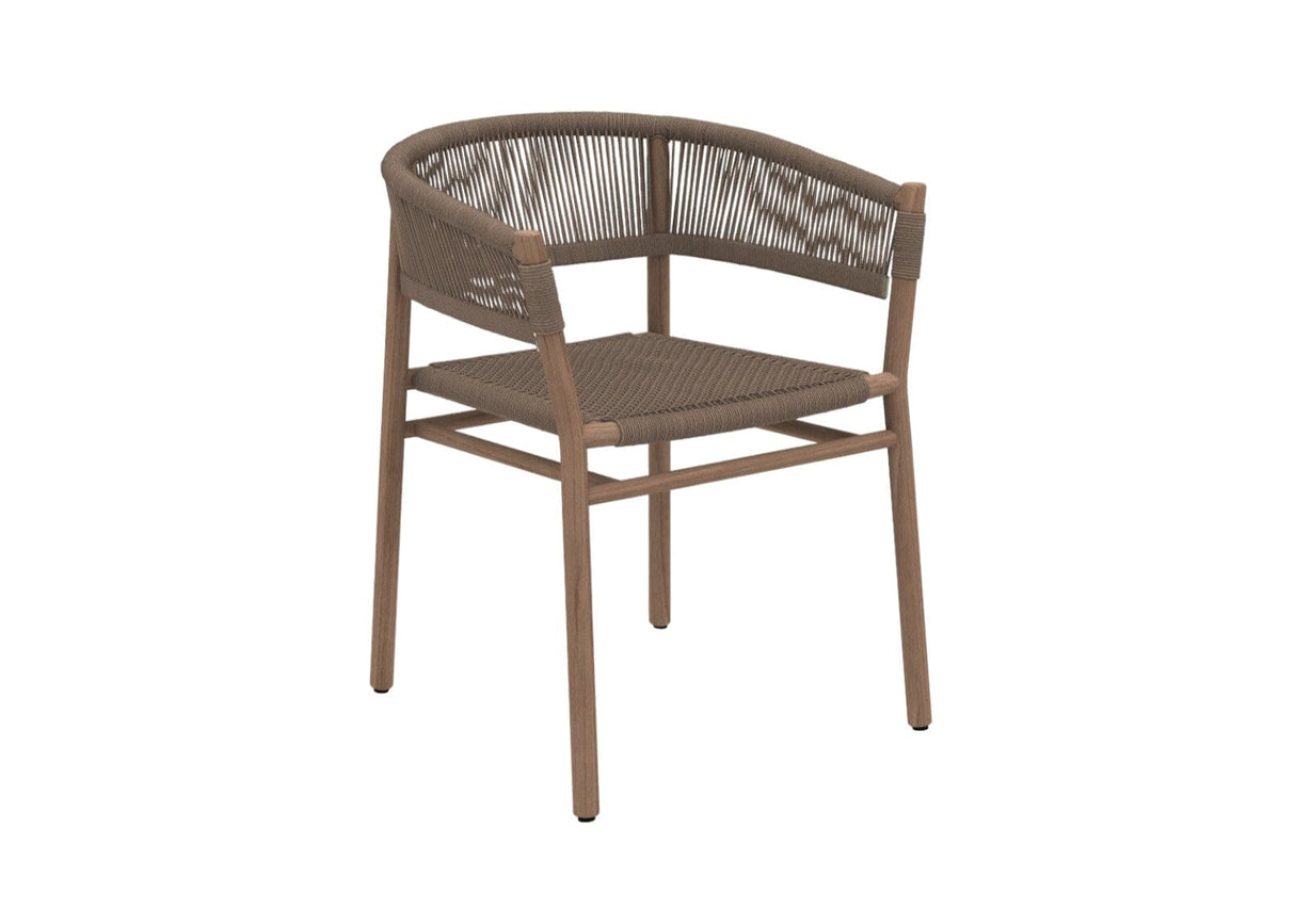 Ethimo Kilt Fauteuil repas Natural Teak + Round Rope Sand