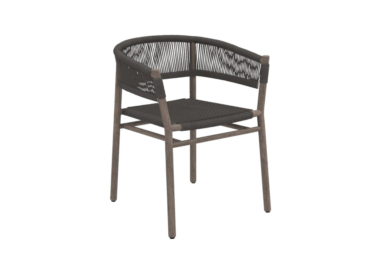 Ethimo Kilt Fauteuil repas Pickled Teak + Round Rope Dark Grey