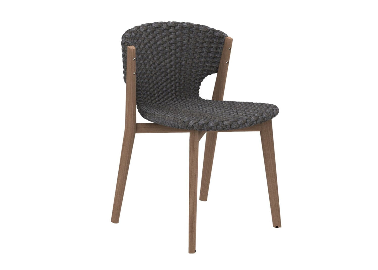 Ethimo Knit Chaise repas Natural Teak + Rope Lava Grey