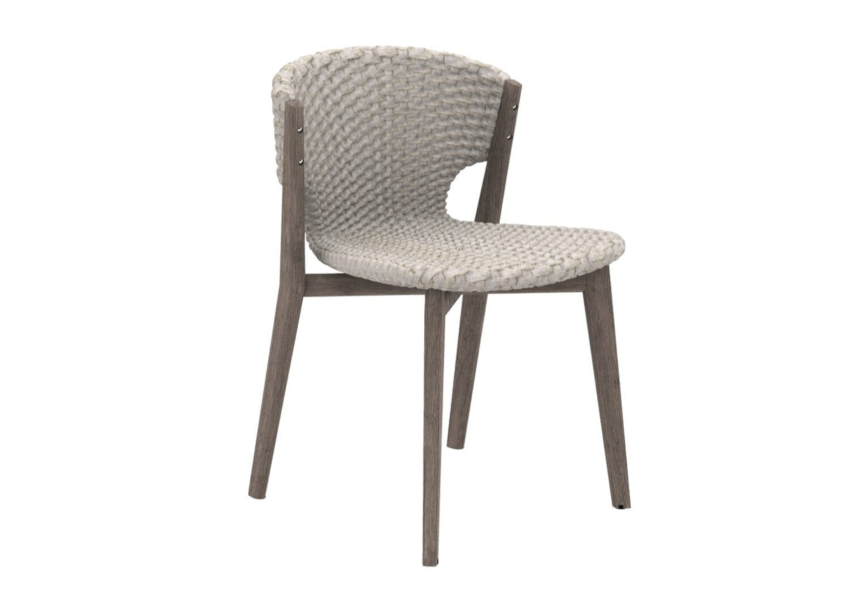 Ethimo Knit Chaise repas Pickled Teak + Rope Light Grey