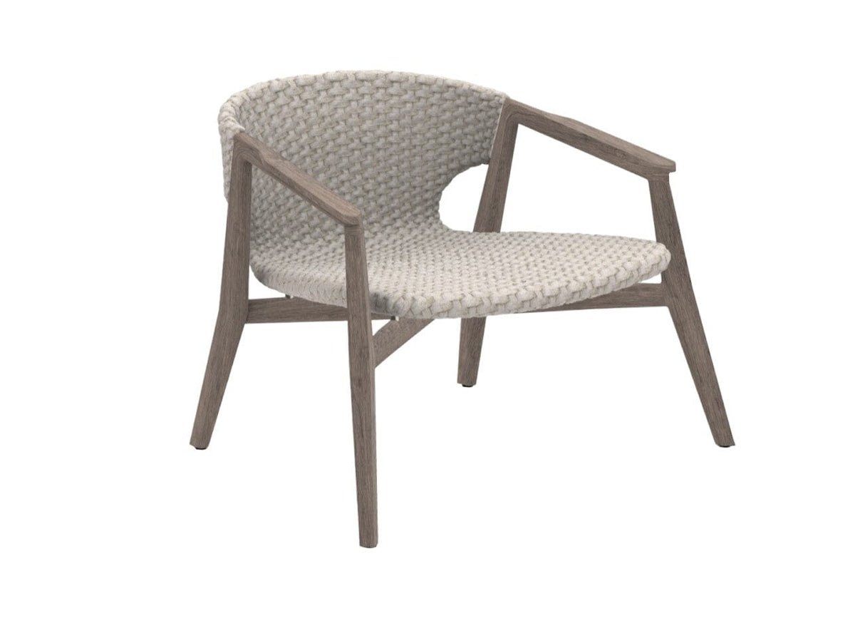 Ethimo Knit Fauteuil Lounge bas dossier Pickled Teak + Rope Light Grey
