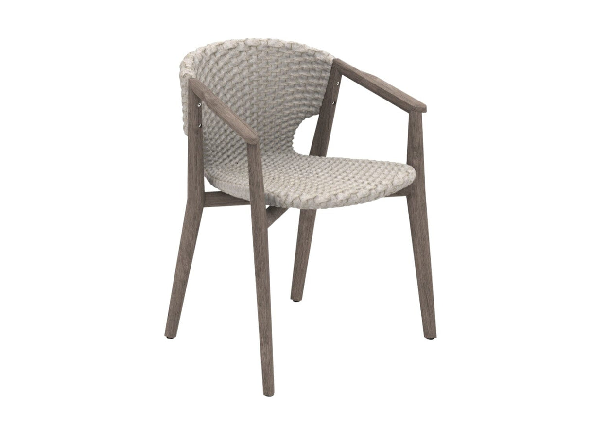 Ethimo Knit Fauteuil repas Pickled Teak + Rope Light Grey