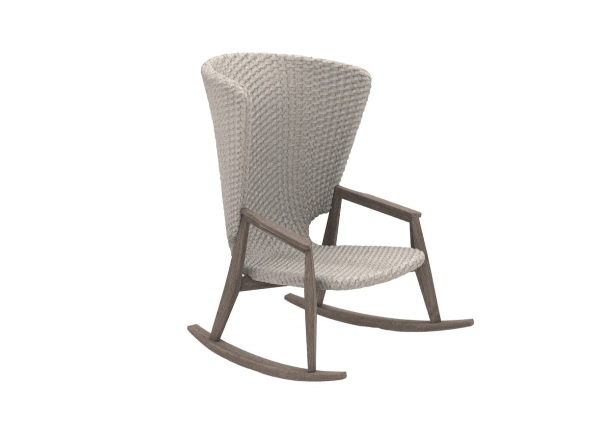 Ethimo Knit Rocking chair Fauteuil à bascule Pickled Teak + Rope Light Grey