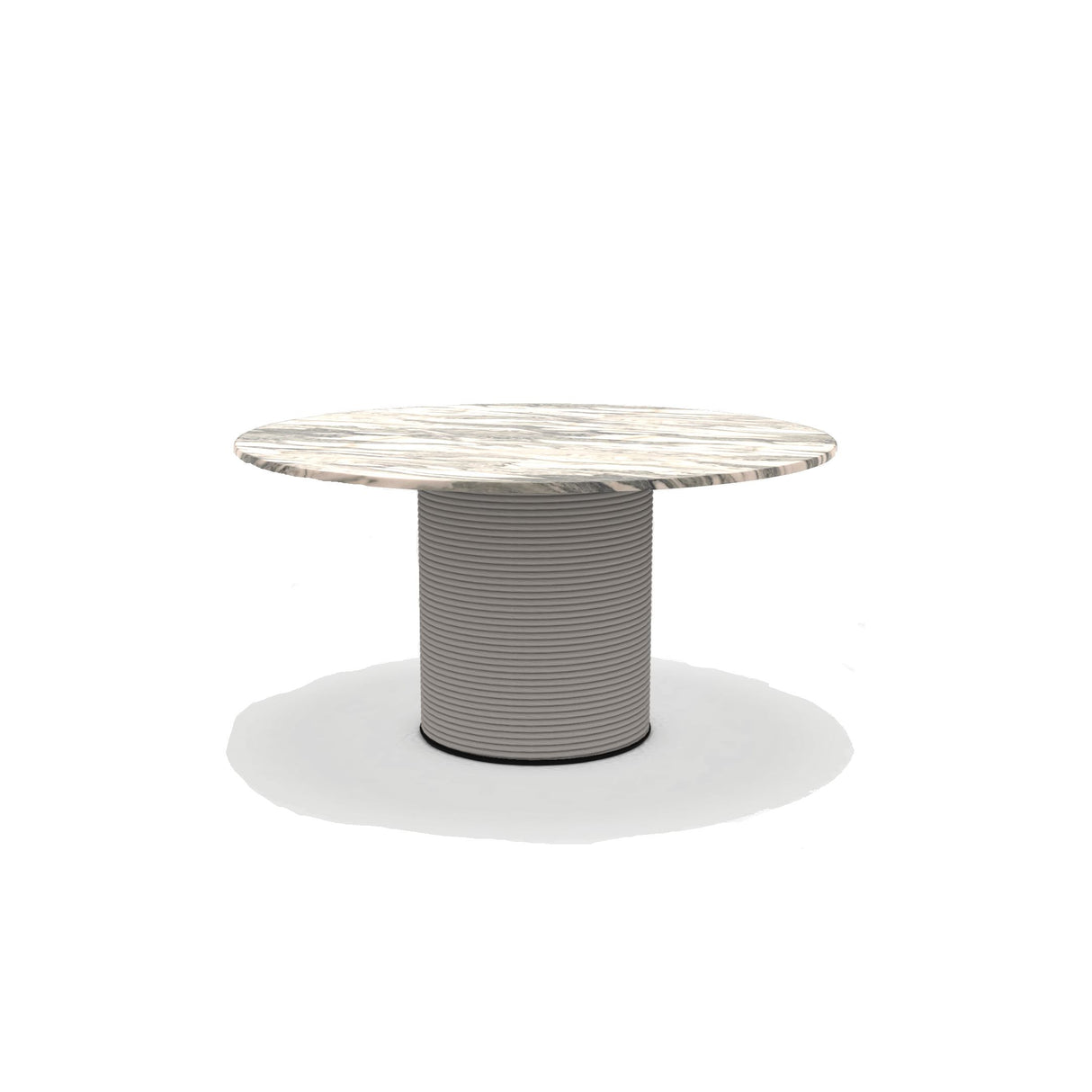 Ethimo Patio Table repas Ø140cm h:72cm Rope Light Grey - Cipollino Marble