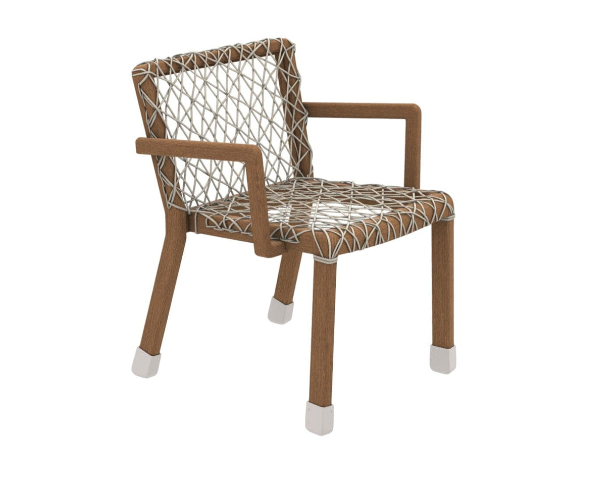 Ethimo Rafael Fauteuil repas, coussins en sus Brushed Teak + Rope Light Grey