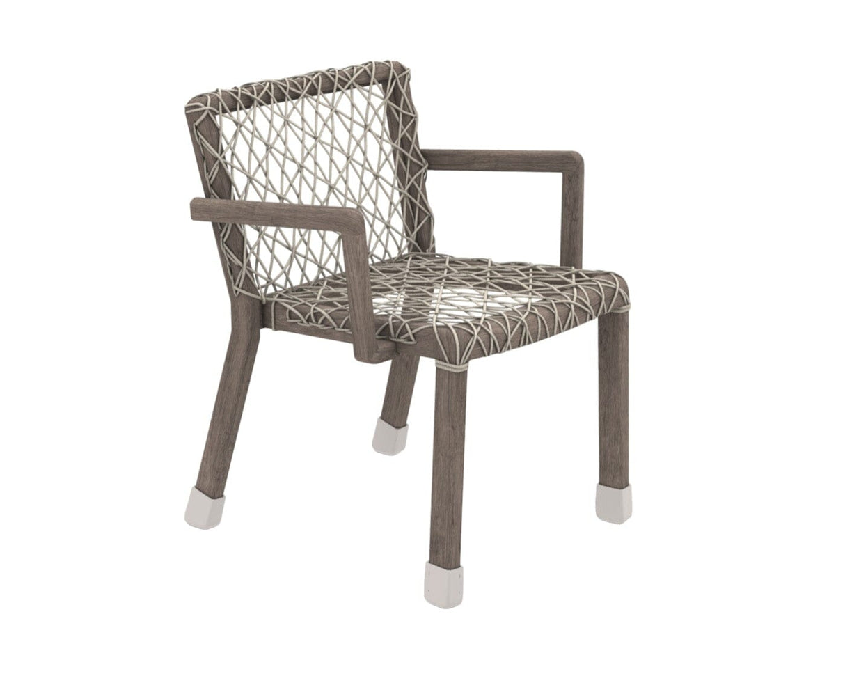 Ethimo Rafael Fauteuil repas, coussins en sus Pickled Teak + Rope Light Grey