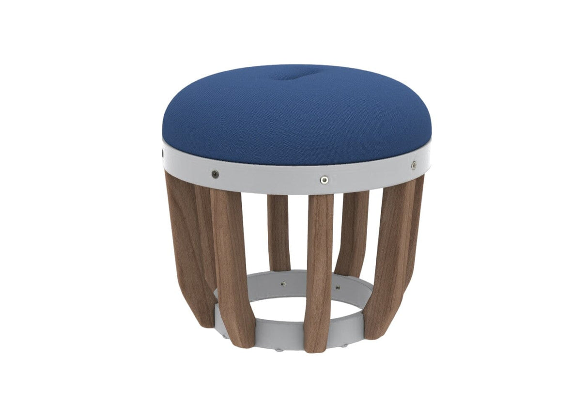 Ethimo Swing Pouf Ø40cm H:38cm Natural Teak Warmwhite Blue Ink