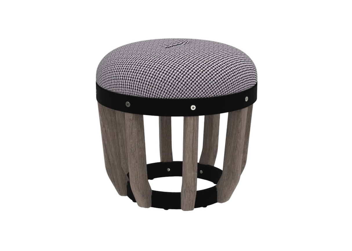 Ethimo Swing Pouf Ø40cm H:38cm Pickled Teak Sepia Black Chess