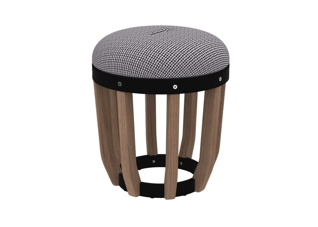 Ethimo Swing Pouf Ø40cm H:46cm Natural Teak Sepia Black Chess