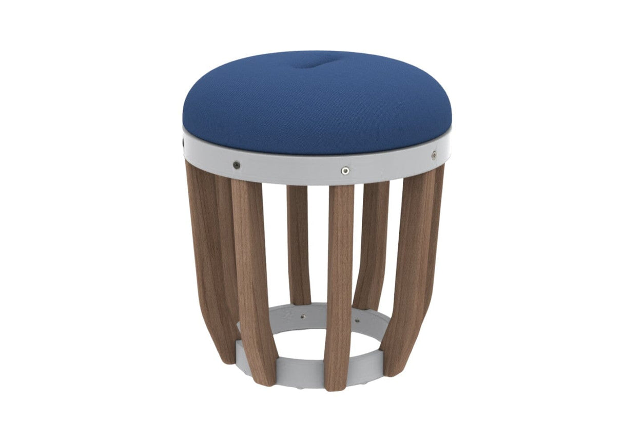Ethimo Swing Pouf Ø40cm H:46cm Natural Teak Warmwhite Blue Ink