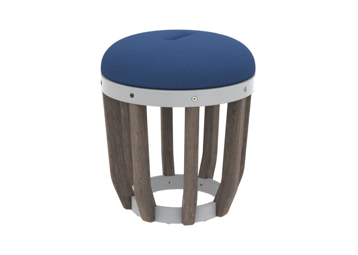 Ethimo Swing Pouf Ø40cm H:46cm Pickled Teak Warmwhite Blue Ink