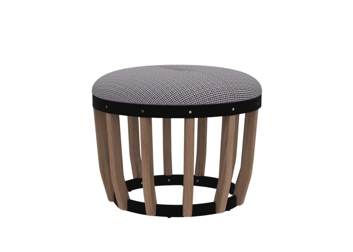 Ethimo Swing Pouf Ø60cm H:46cm Natural Teak Sepia Black Chess