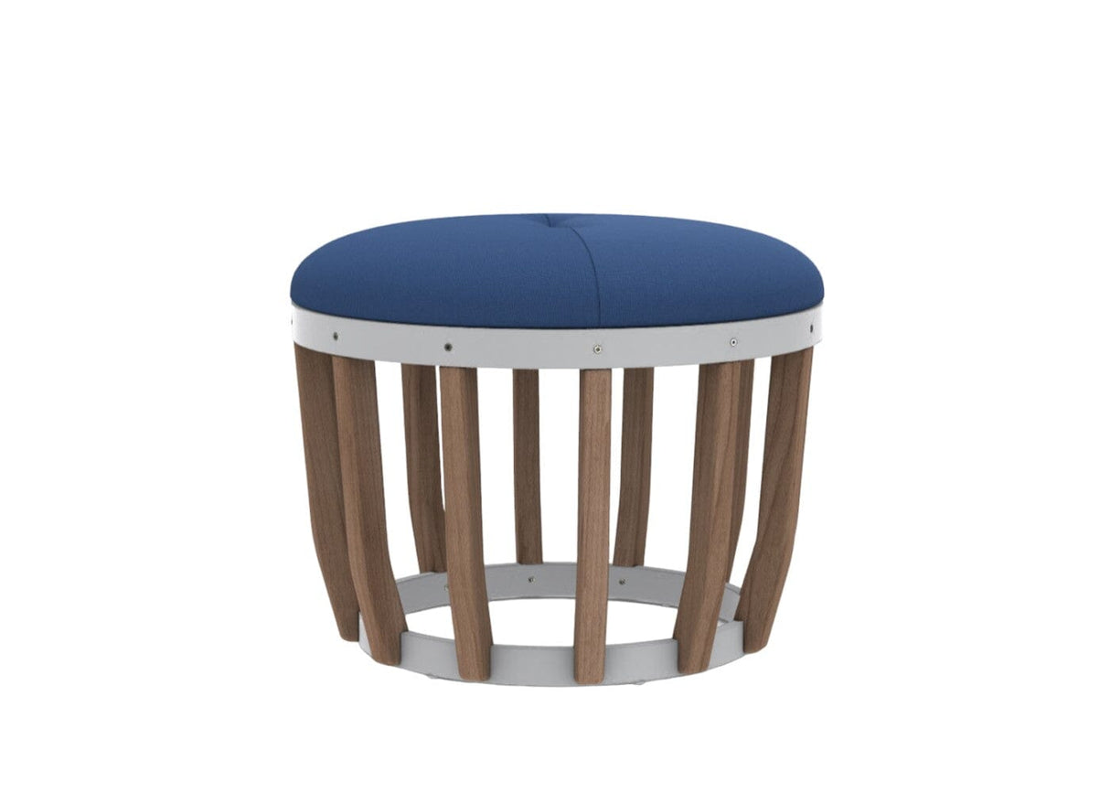 Ethimo Swing Pouf Ø60cm H:46cm Natural Teak Warmwhite Blue Ink