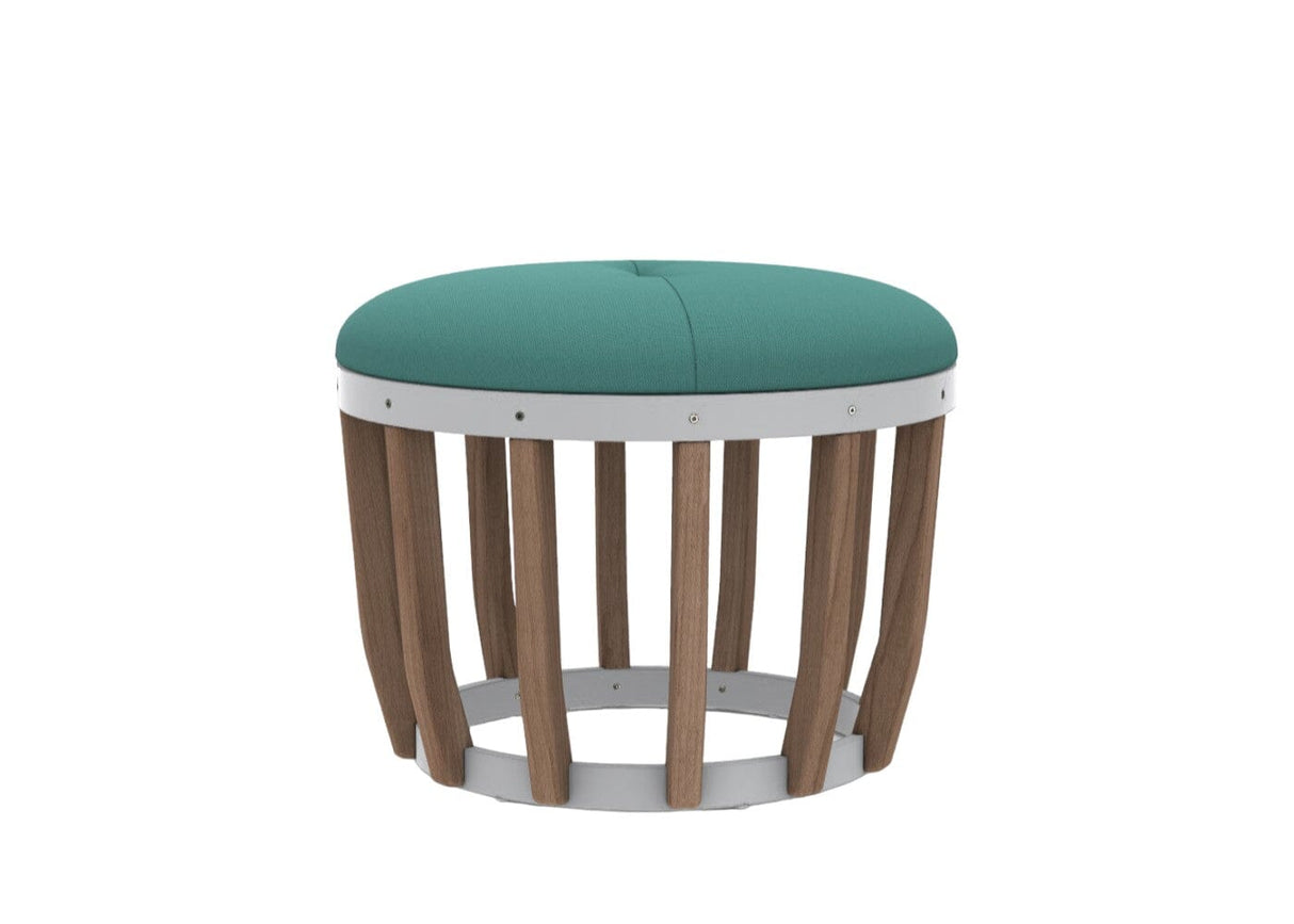 Ethimo Swing Pouf Ø60cm H:46cm Natural Teak Warmwhite Green Sardinia