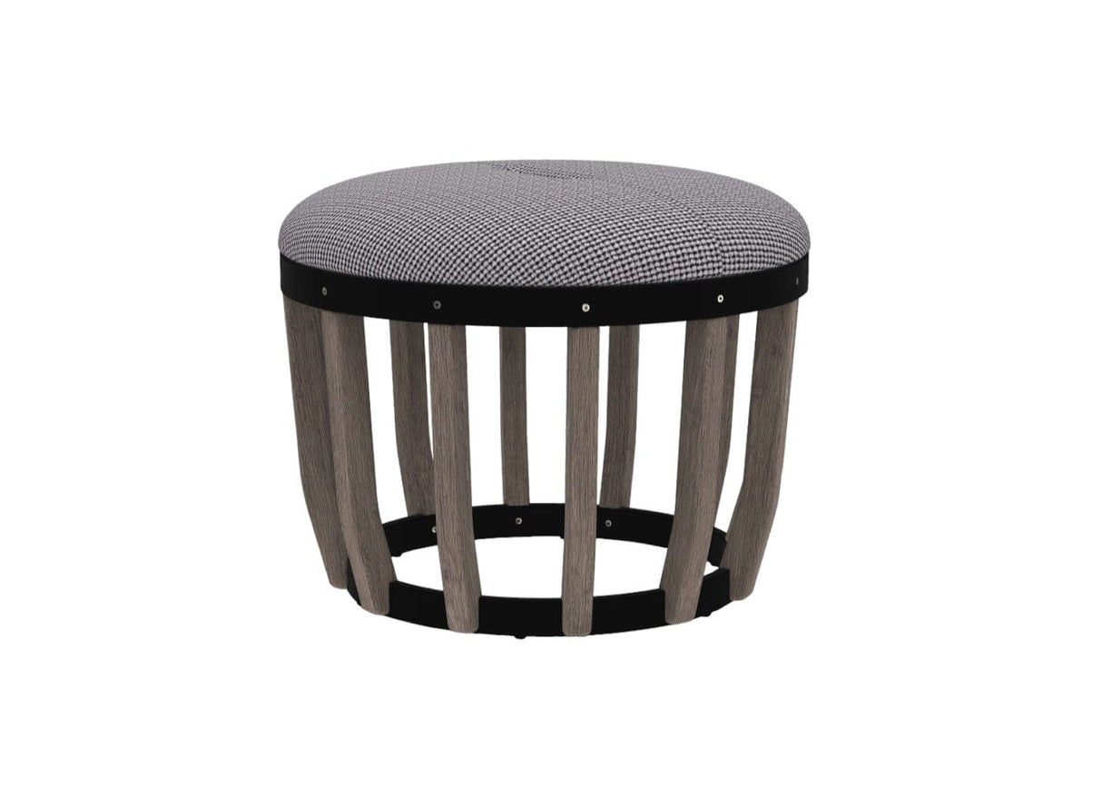 Ethimo Swing Pouf Ø60cm H:46cm Pickled Teak Sepia Black Chess