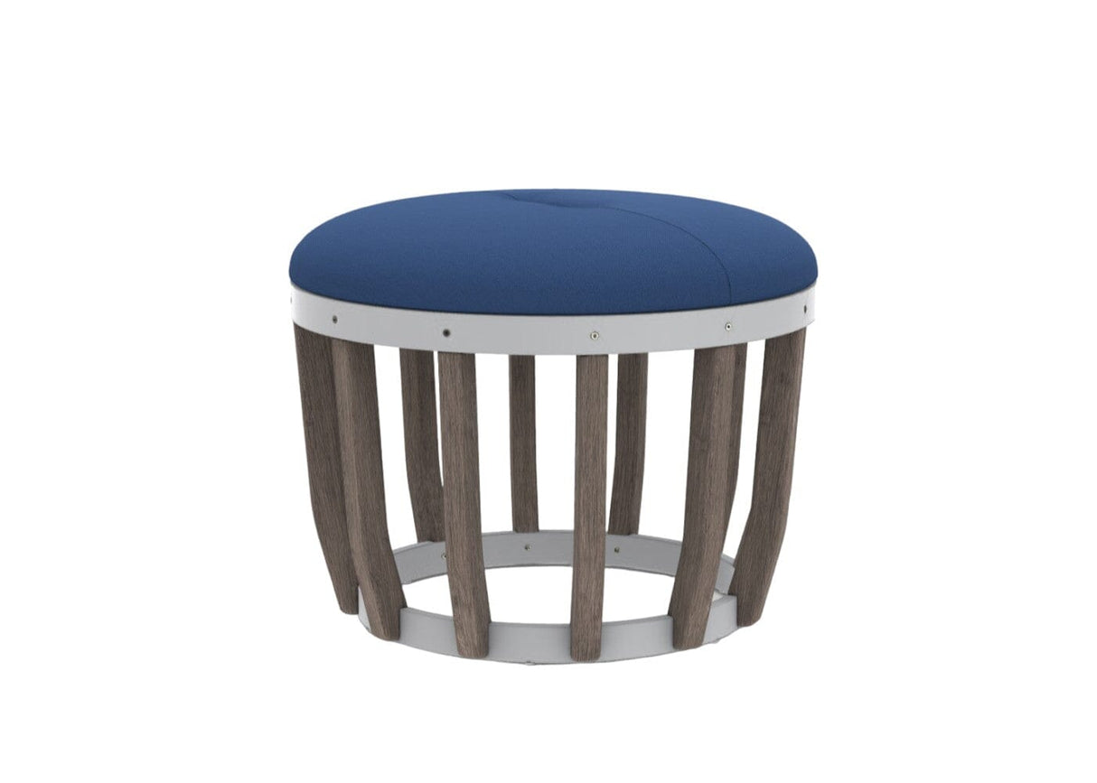 Ethimo Swing Pouf Ø60cm H:46cm Pickled Teak Warmwhite Blue Ink