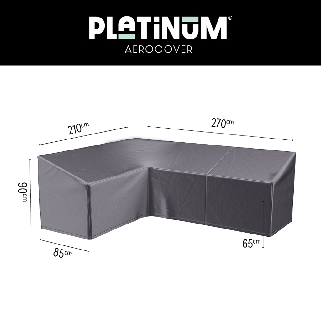 Platinum AeroCover Housse de protection pour salon d'angle Lounge forme L Gauche Haut dossier 270x210x85cm H:65/90cm