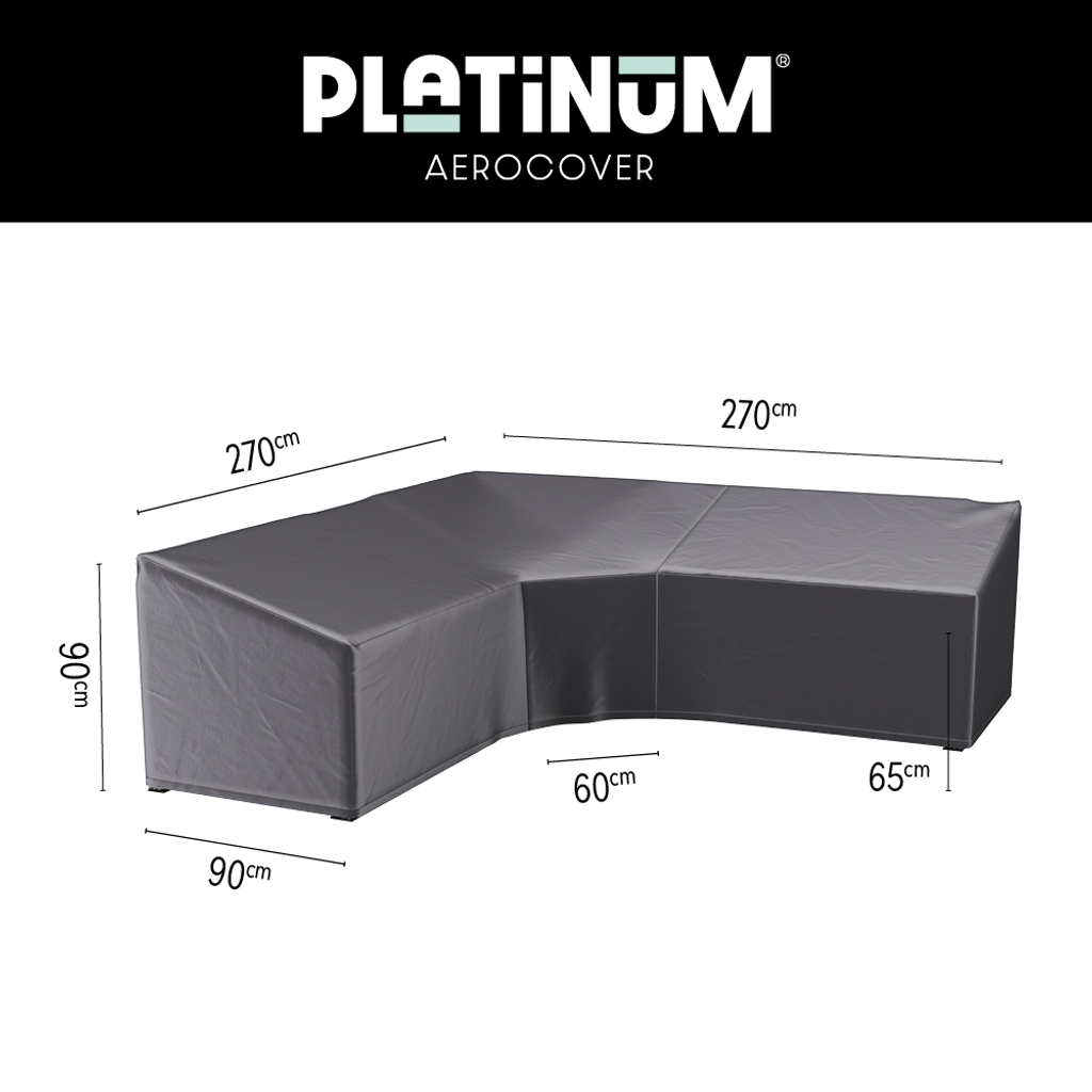 Platinum AeroCover Housse de protection pour salon d'angle Lounge forme L Trapèze haut dossier 270x270x90cm H:65/90cm