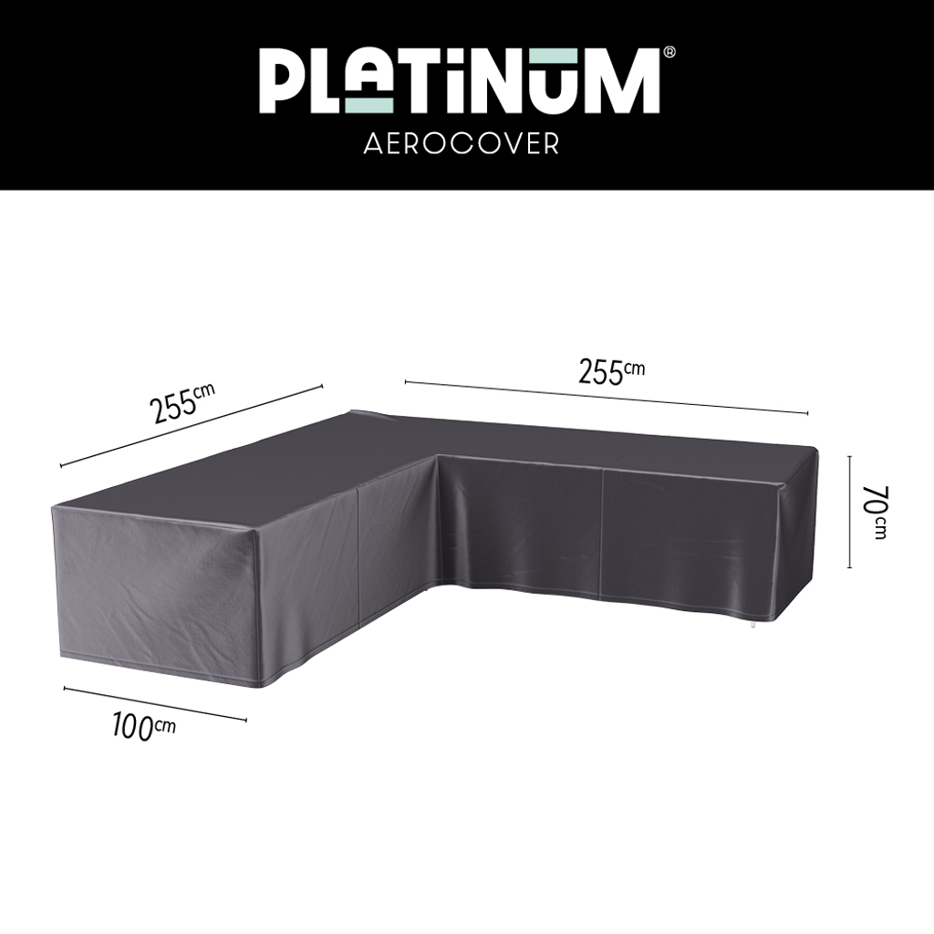 Platinum AeroCover Housse de protection pour salon d'angle Lounge forme L 255x255x100cm H:70cm