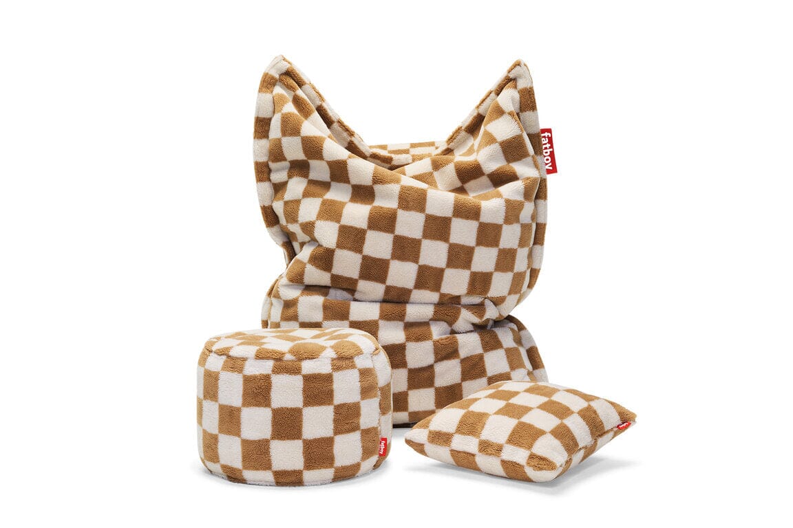 Fatboy Original Slim Teddy Chess Pouf Sac Indoor Polyester polaire très doux
