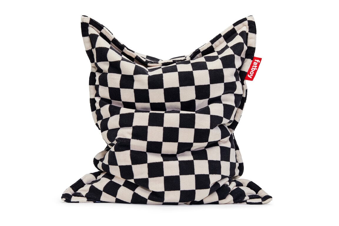 Fatboy Original Slim Teddy Chess Pouf Sac Indoor Polyester polaire très doux Black ecru
