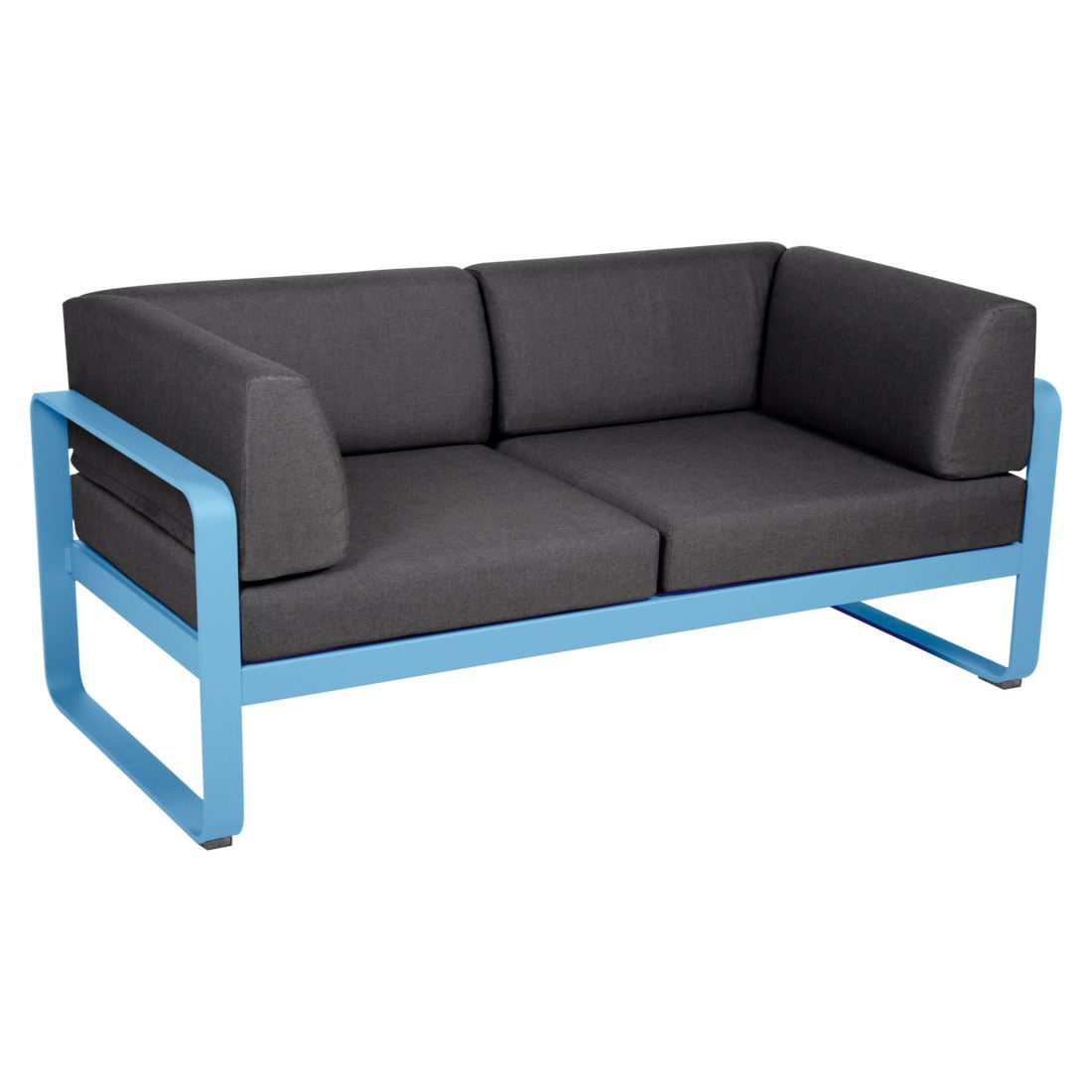 Fermob Bellevie Canapé Club 2 places Bleu maya E1 Gris graphite A3
