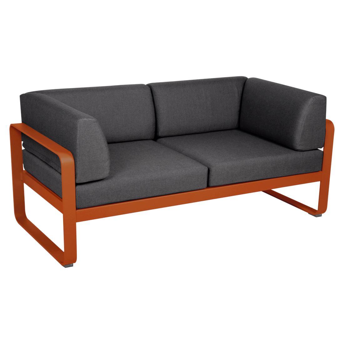 Fermob Bellevie Canapé Club 2 places Orange confite E2 Gris graphite A3