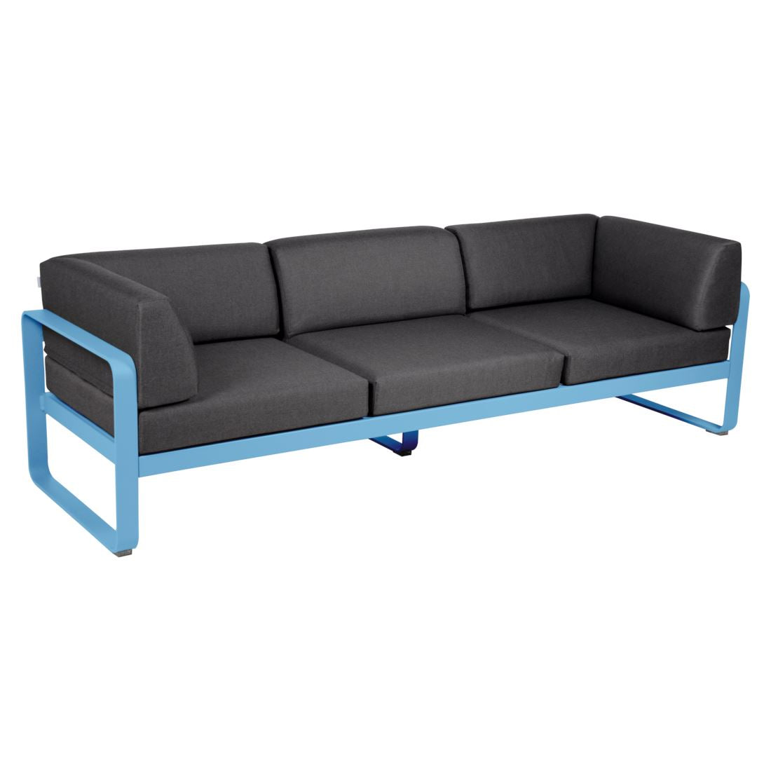 Fermob Bellevie Canapé club 3 places Bleu maya E1 Gris graphite A3