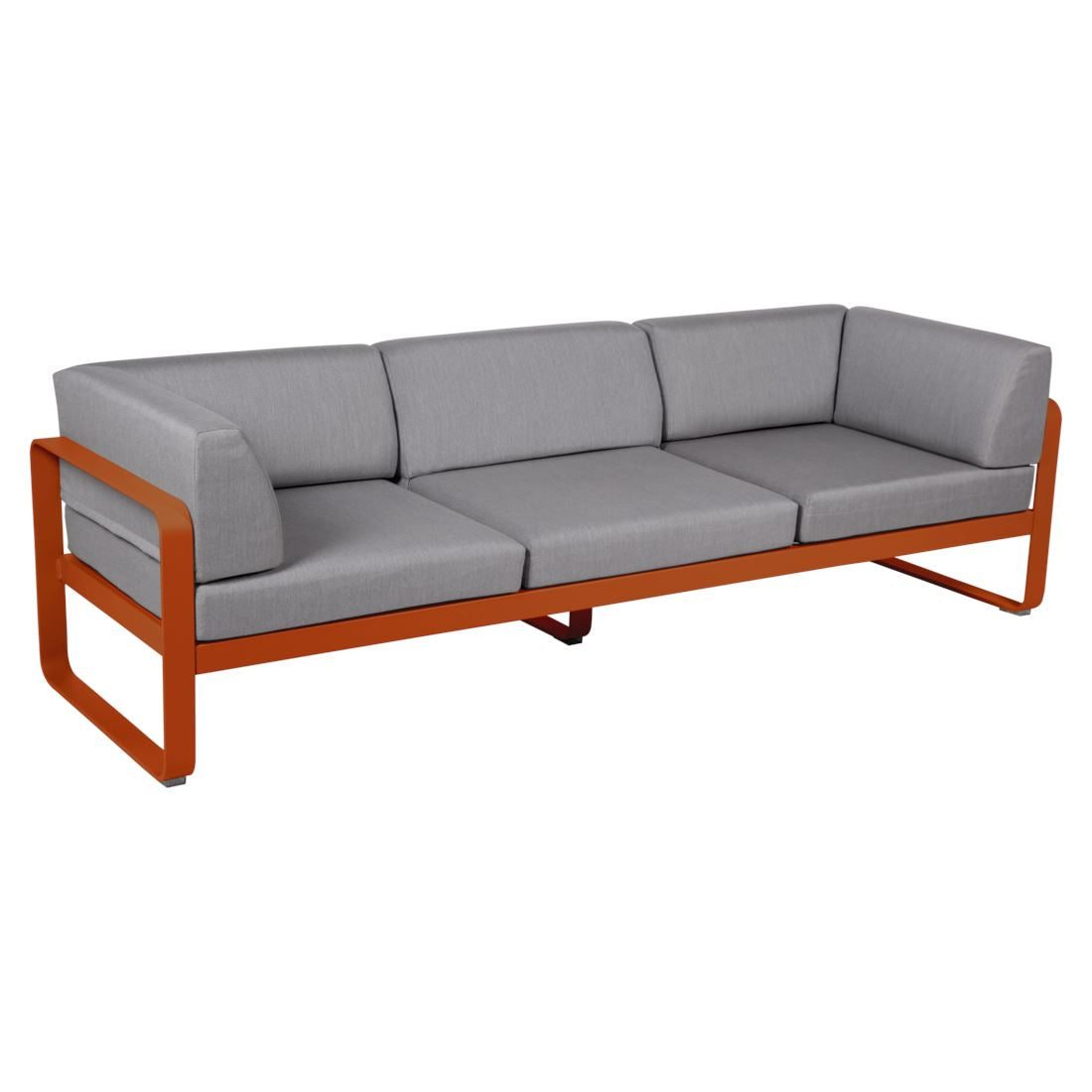 Fermob Bellevie Canapé club 3 places Orange confite E2 Gris flanelle 79