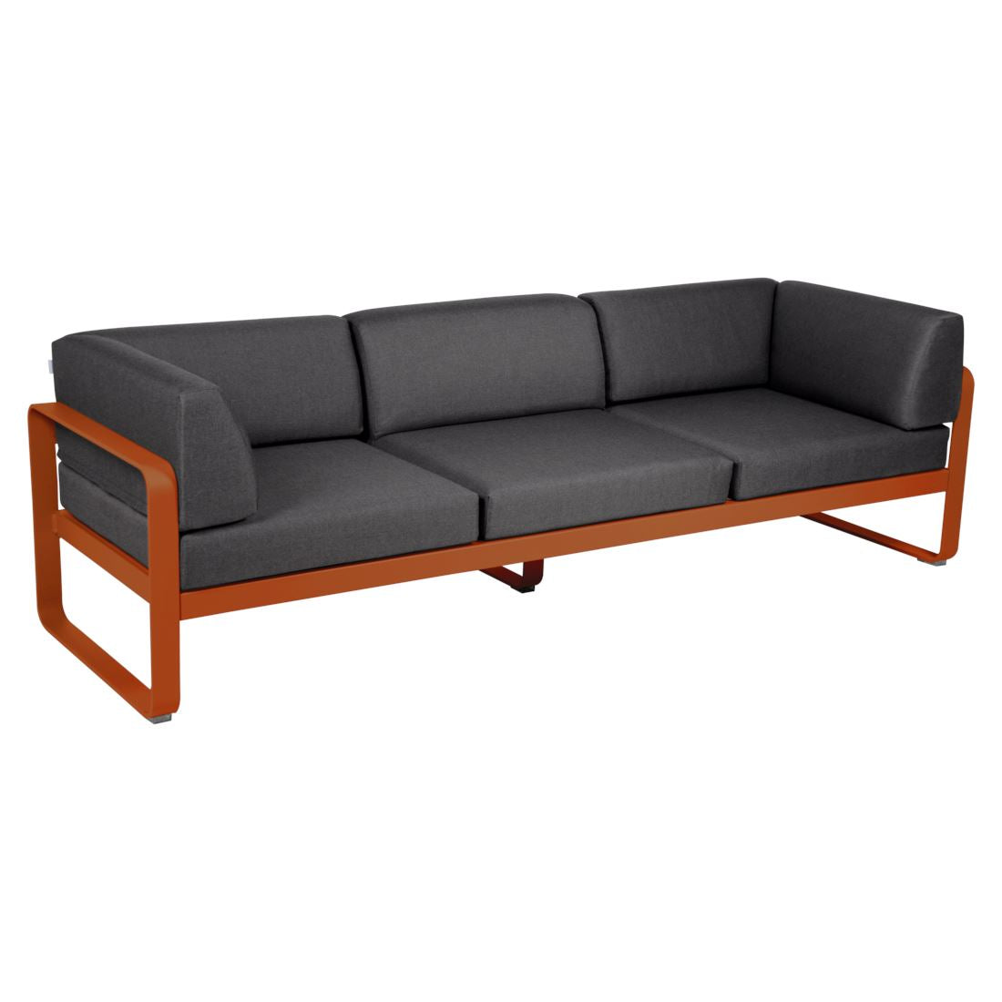 Fermob Bellevie Canapé club 3 places Orange confite E2 Gris graphite A3