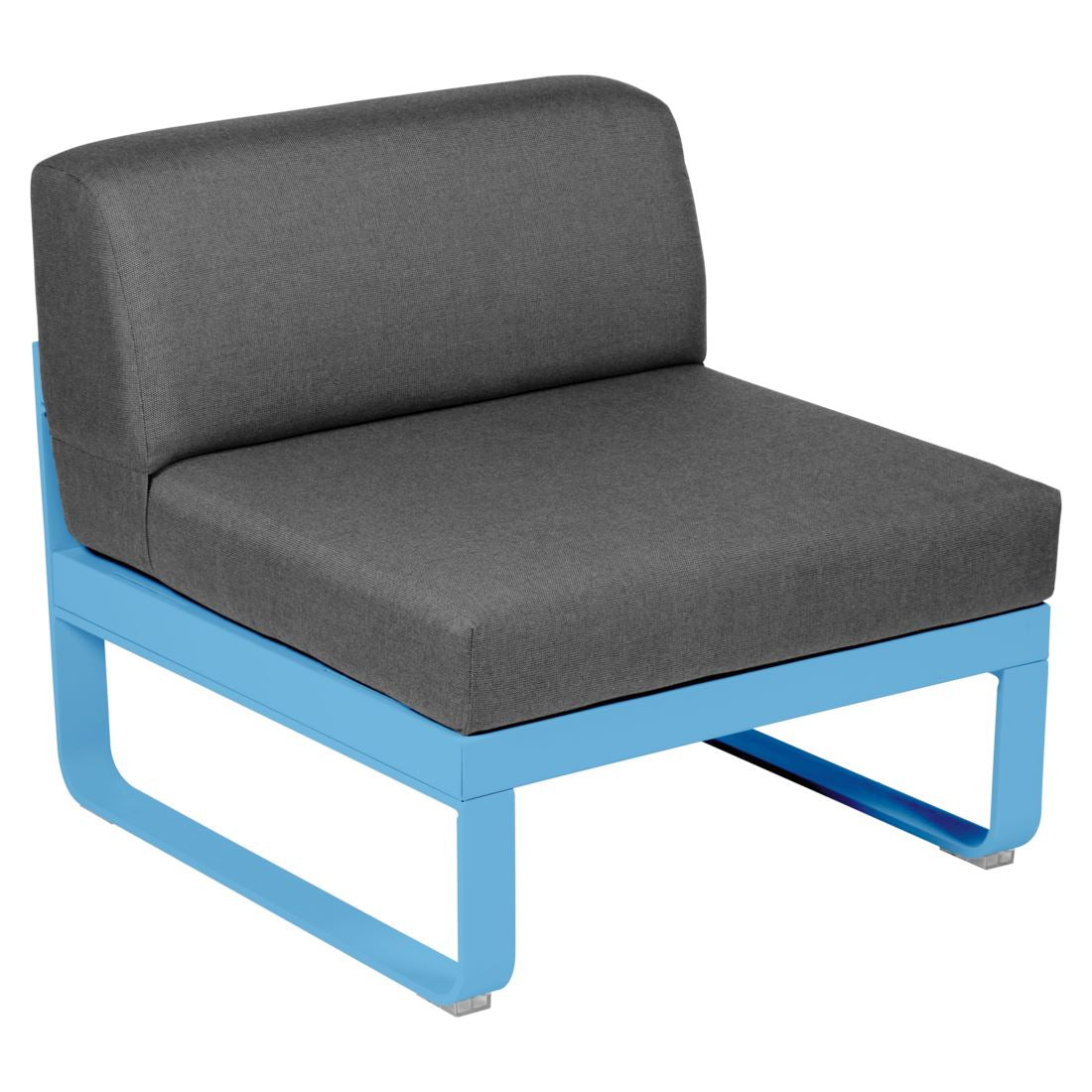 Fermob Bellevie Module central 1 place Bleu maya E1 Gris graphite A3