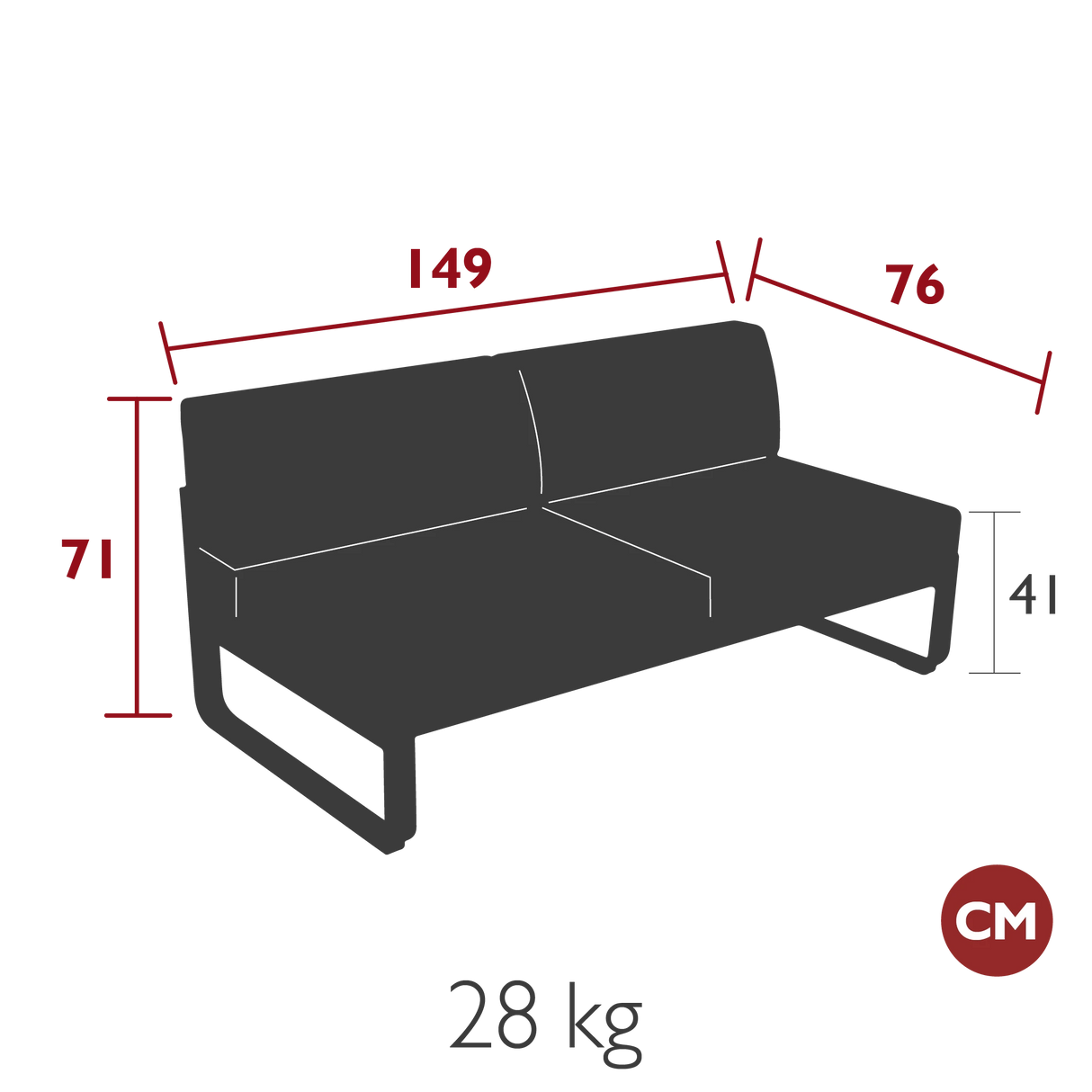 Fermob Bellevie Module central 2 places