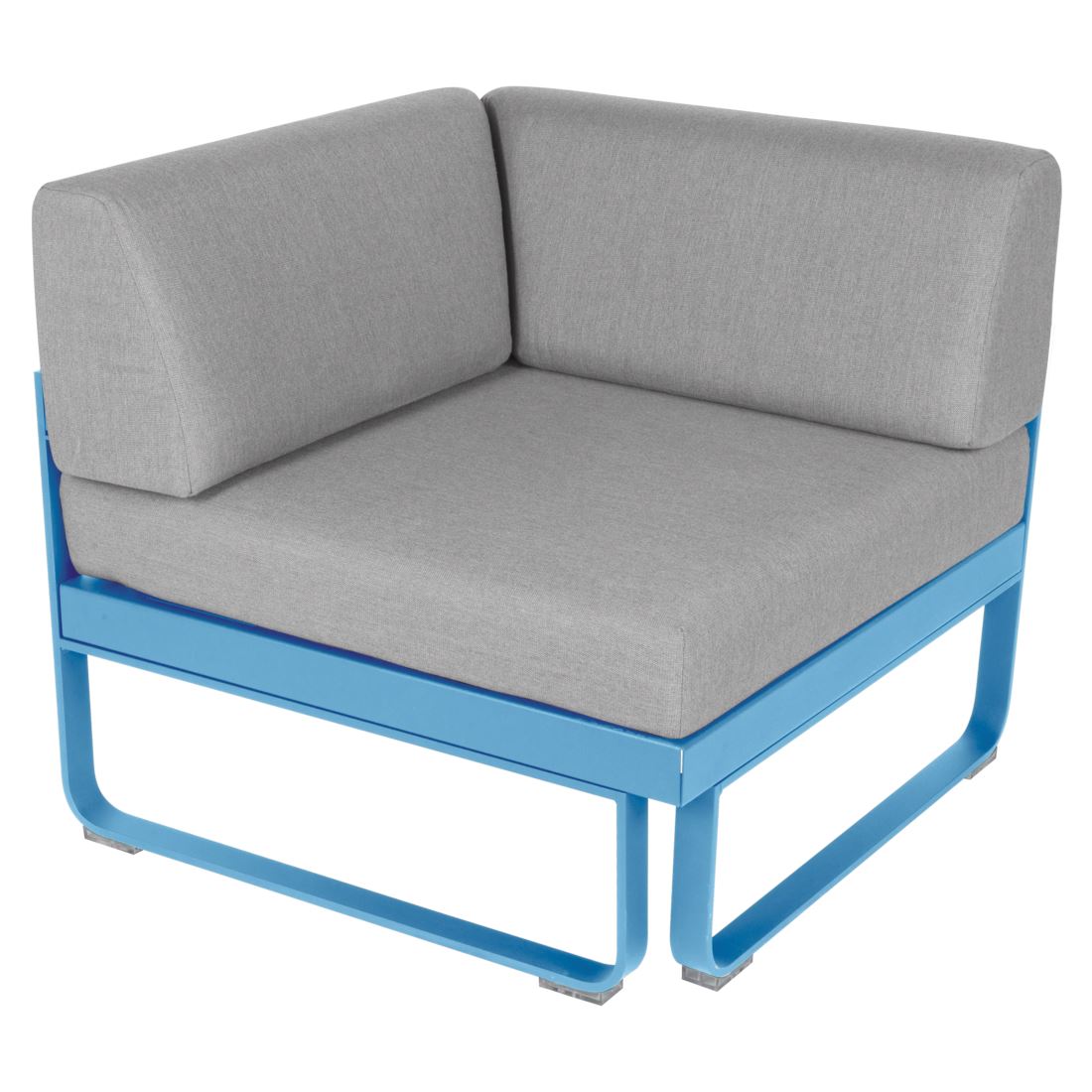 Fermob Bellevie Module d'angle 1 place Bleu maya E1 Gris flanelle 79