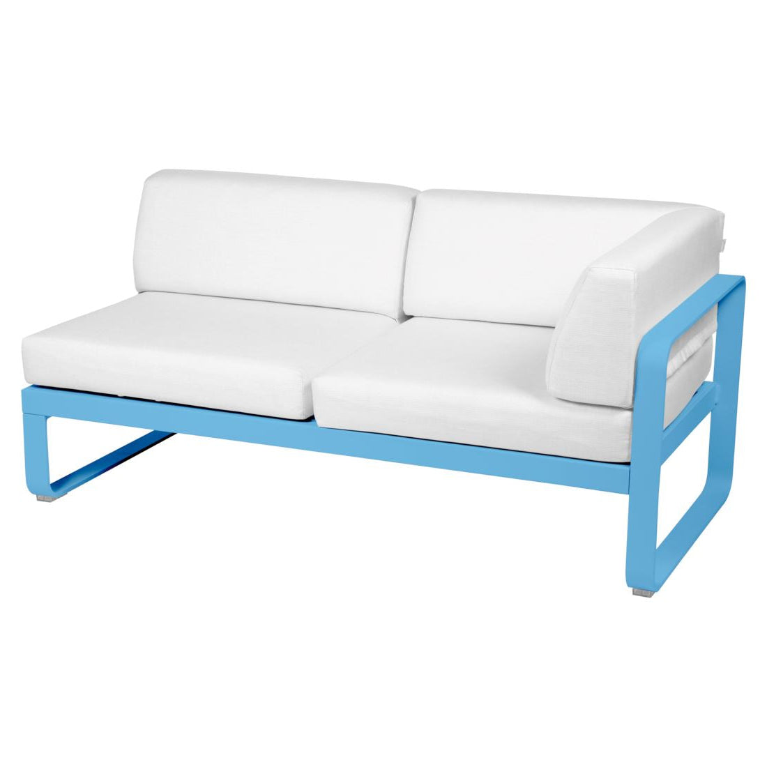 Fermob Bellevie Module d'angle - droit 2 places Bleu maya E1 Blanc grisé 81