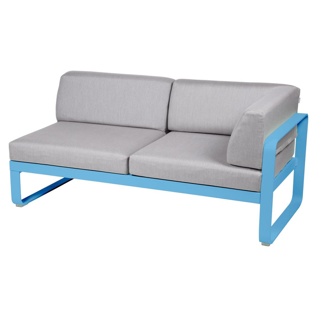 Fermob Bellevie Module d'angle - droit 2 places Bleu maya E1 Gris flanelle 79