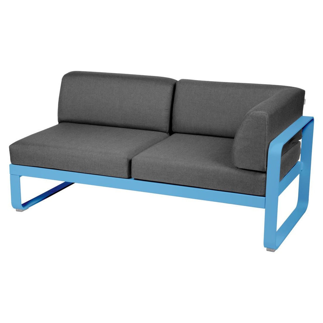 Fermob Bellevie Module d'angle - droit 2 places Bleu maya E1 Gris graphite A3