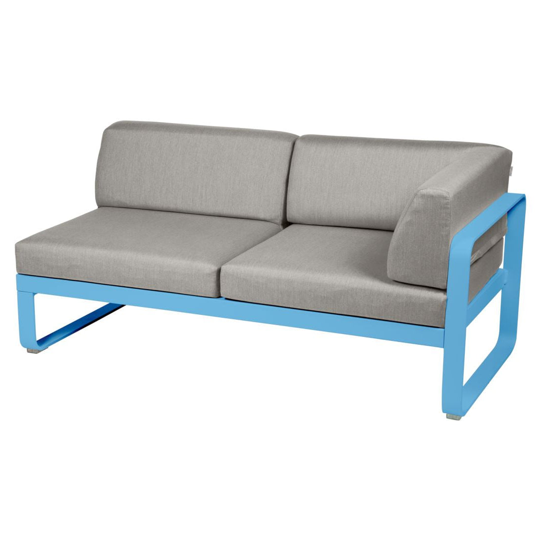 Fermob Bellevie Module d'angle - droit 2 places Bleu maya E1 Taupe grisé B8