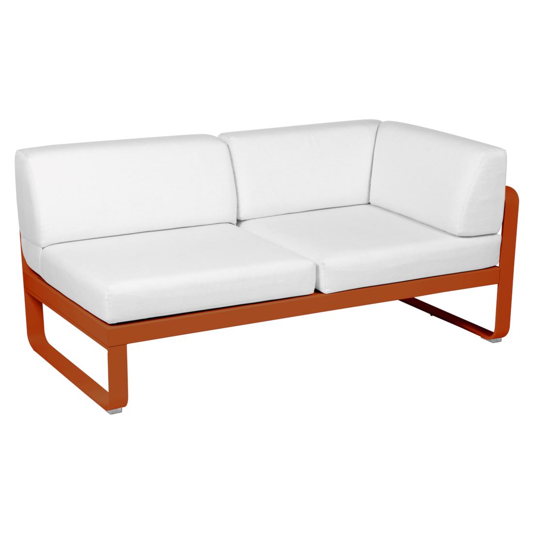Fermob Bellevie Module d'angle - droit 2 places Orange confite E2 Blanc grisé 81