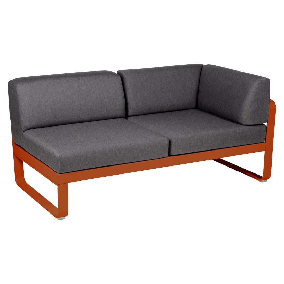 Fermob Bellevie Module d'angle - droit 2 places Orange confite E2 Gris graphite A3