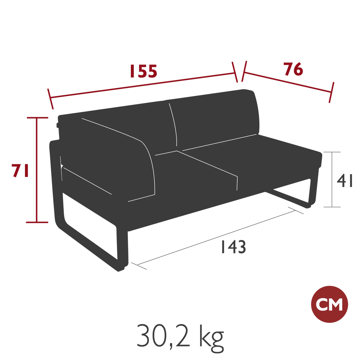 Fermob Bellevie Module d'angle - gauche 2 places