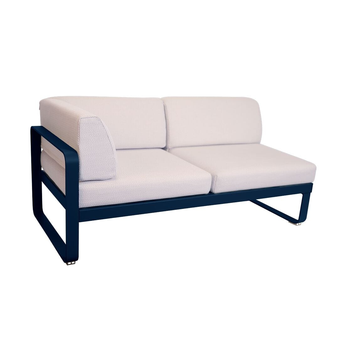 Fermob Bellevie Module d'angle - gauche 2 places Bleu abysse 92 Perle D4