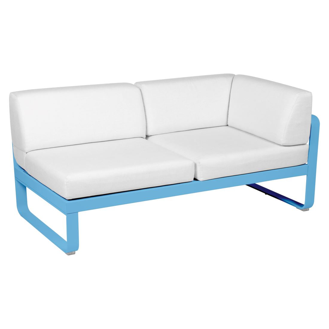 Fermob Bellevie Module d'angle - gauche 2 places Bleu maya E1 Blanc grisé 81