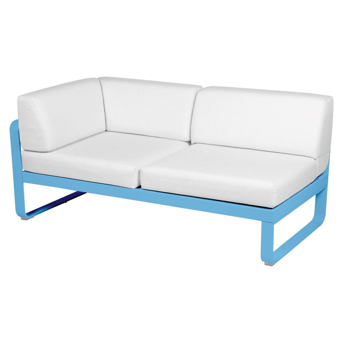 Fermob Bellevie Module d'angle - gauche 2 places Bleu maya E1 Blanc grisé 81