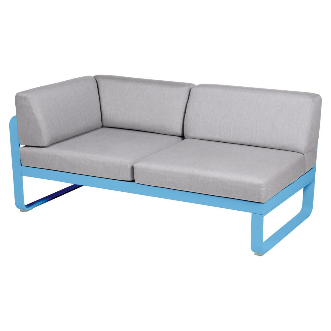 Fermob Bellevie Module d'angle - gauche 2 places Bleu maya E1 Gris flanelle 79