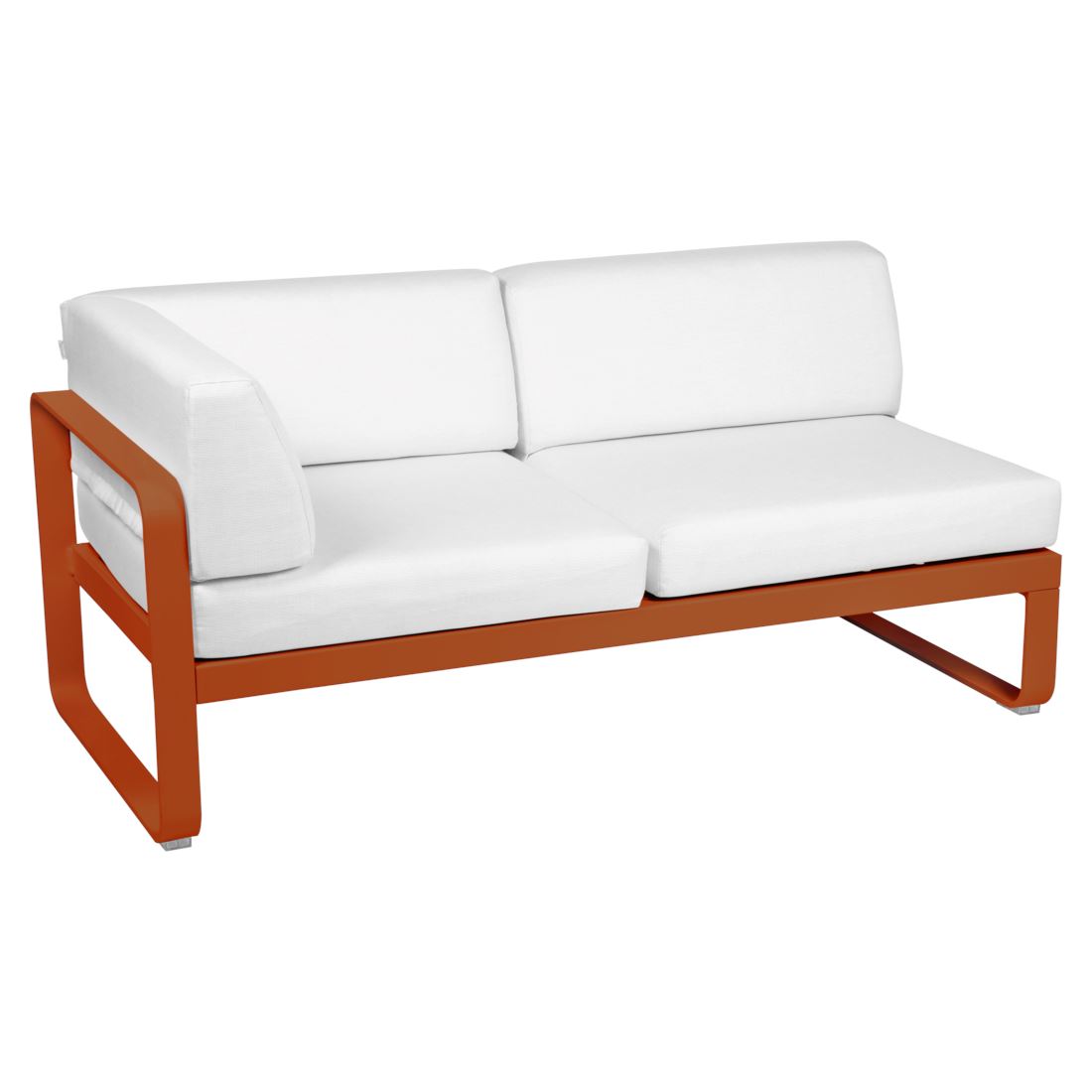Fermob Bellevie Module d'angle - gauche 2 places Orange confite E2 Blanc grisé 81