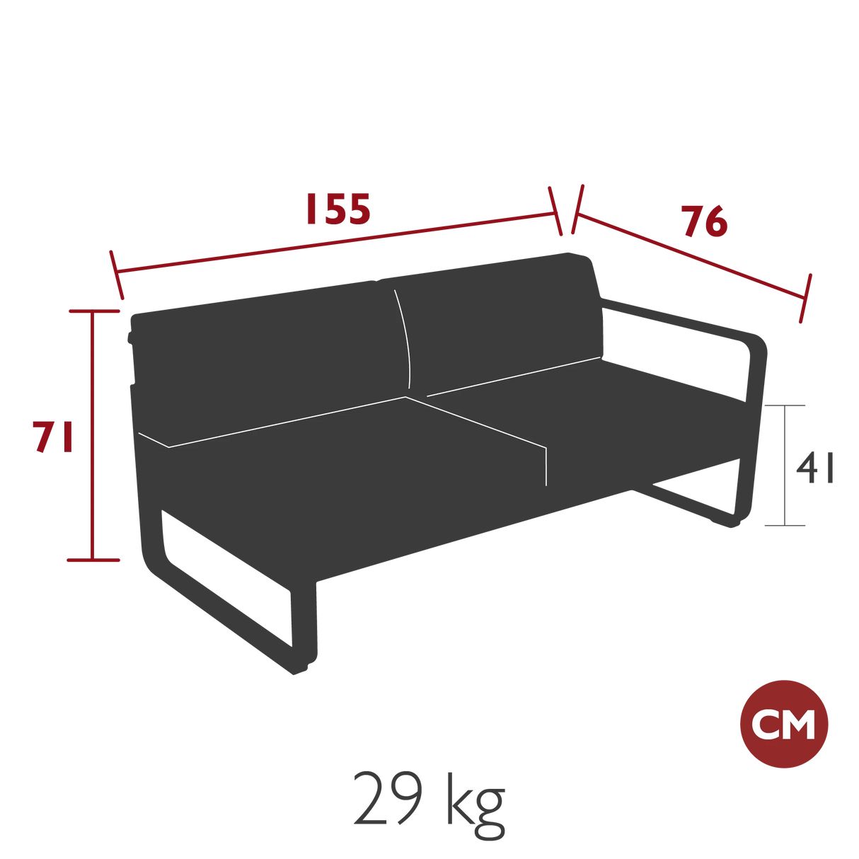 Fermob Bellevie Module droit 2 places